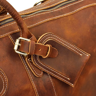 100% Genuine Crazy Horse Leather Men Travel Bags With Rivet Big HandBag For Male Cowhide Duffel Bag Mans Travelling Bag luxury ALODIA STORE
