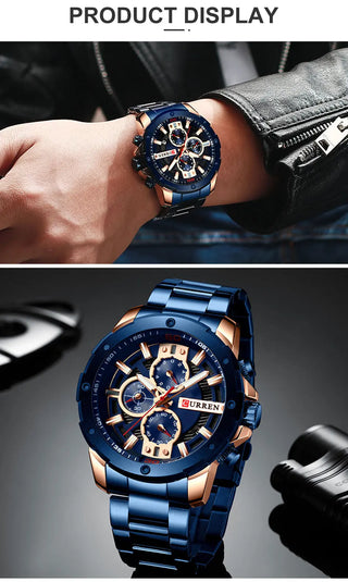 CURREN Men Watch Top Brand Stainless Steel Mens Watches Chronograph Quartz Watch Men Sports Clock Relogio Masculino Reloj Hombr ALODIA STORE
