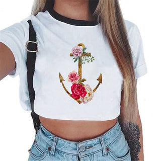 Summer fashion Harajuku Sexy tank Crop Top White T Shirt Clothes Women Cute mouse printed Croptop Short sleeve ALODIA STORE