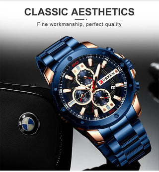 CURREN Men Watch Top Brand Stainless Steel Mens Watches Chronograph Quartz Watch Men Sports Clock Relogio Masculino Reloj Hombr ALODIA STORE