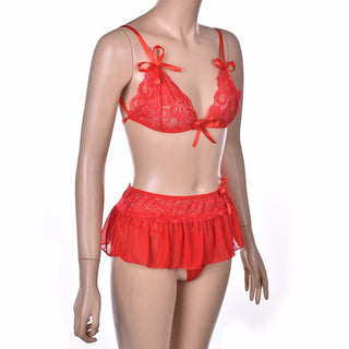 Women Sexy Lingerie Set Dress Lace Sheer Floral Sleepwear Nightwear Underwear G-string and Bandage Bra Tops Sets Sexy Costumes ALODIA STORE