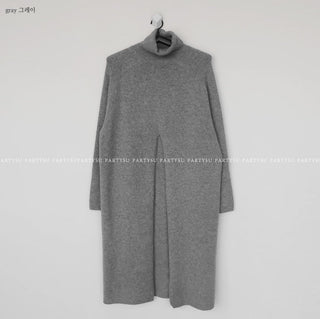 2023 Korean Style Turtleneck Long fall winter Sweater Dress Side split Female Pullover mujer sueteres ALODIA STORE