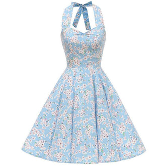 Women Red Cherry Party Dress Vintage 50s Rockabilly Hepburn Dress 2023 Elegant Summer Strapless Swing Retro Halter Pin up Dress ALODIA STORE