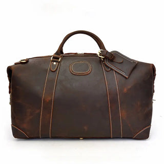 100% Genuine Crazy Horse Leather Men Travel Bags With Rivet Big HandBag For Male Cowhide Duffel Bag Mans Travelling Bag luxury ALODIA STORE