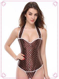 Body de talla grande de encaje para mujer, corsé sin espalda con tirantes y lazo, 944 ALODIA STORE