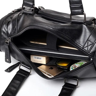 Luxury Style Mens Leather Travel Bag PU Handbags Male Travel Duffel Bags Tote High Quality Men Business Messenger Shoulder Bag ALODIA STORE