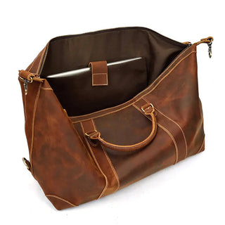 100% Genuine Crazy Horse Leather Men Travel Bags With Rivet Big HandBag For Male Cowhide Duffel Bag Mans Travelling Bag luxury ALODIA STORE