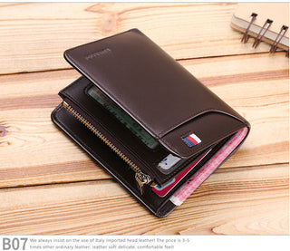 WILLIAMPOLO Coin Purses Genuine Leather Men Wallet With Card Holder Short Purse Zipper Wallets Casual Standard Wallets PL293 ALODIA STORE