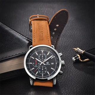 BENYAR Brand Sport Men Watch Top Brand Luxury Male Leather Waterproof Chronograph Quartz Military Wrist Watch Men Clock saat ALODIA STORE
