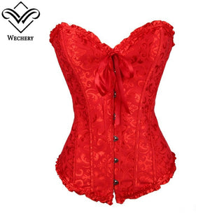 Gothic Corset Corselette Women's Corsets Steampunk Plus Size Overbust Corsage White Bodice Tops Sexy Lace Up Bustier S-6XL ALODIA STORE