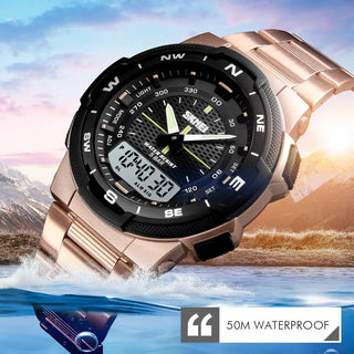 SKMEI Watch Men's Watch Fashion Sport Watches Stainless Steel Strap Mens Watches Stopwatch Chronograph Waterproof Wristwatch Men ALODIA STORE