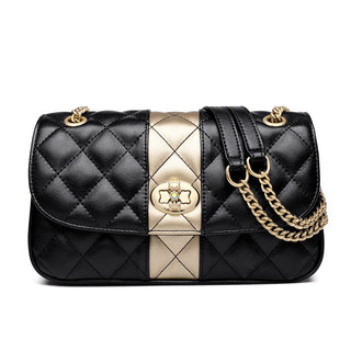 FOXER Women Crossbody Shoulder Bag Diamond Lattice Handbag Lady Purse Split Leather Chain Strap Messenger Bag Valentine Day Gift ALODIA STORE