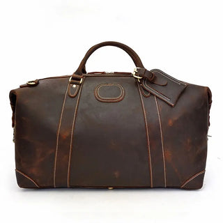 100% Genuine Crazy Horse Leather Men Travel Bags With Rivet Big HandBag For Male Cowhide Duffel Bag Mans Travelling Bag luxury ALODIA STORE