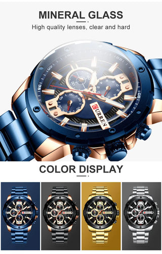 CURREN Men Watch Top Brand Stainless Steel Mens Watches Chronograph Quartz Watch Men Sports Clock Relogio Masculino Reloj Hombr ALODIA STORE