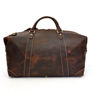 100% Genuine Crazy Horse Leather Men Travel Bags With Rivet Big HandBag For Male Cowhide Duffel Bag Mans Travelling Bag luxury ALODIA STORE