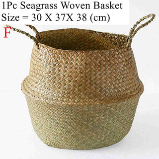 LuanQI Wicker Basket Toy Organizer Folding Rattan Seagrass Storage Basket Laundry Woven Basket Plant Flower Pot For Home Garden ALODIA STORE