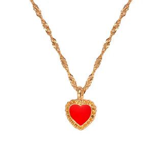 Flatfoosie Fashion Charm Heart-shaped Pendant Necklace For Women Gold Color Twisted Chain Necklace Jewelry Friendship Gifts ALODIA STORE