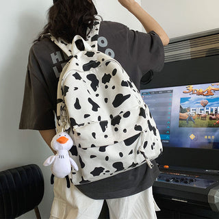 Cute Milk Cow Printing Women's Backpack Canvas Travel Mochila Women School Bag for Teenager Girls Fashion Rucksack Wholesale ALODIA STORE