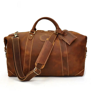 100% Genuine Crazy Horse Leather Men Travel Bags With Rivet Big HandBag For Male Cowhide Duffel Bag Mans Travelling Bag luxury ALODIA STORE