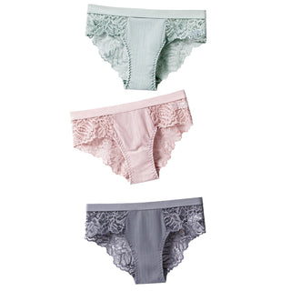 3 Pcs Cotton Panties Sexy Panty Briefs Lace Panties Women Underwear Lingerie Panties for Female Ladies Floral Pantys Underpants ALODIA STORE