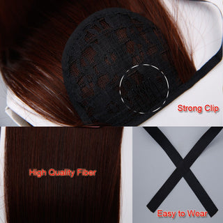 Allaosify Long Straight Clip In Hair Fake Hair Ponytail Hairpiece With Hairpins Synthetic Hair Pony Tail Brown Hair Extensions ALODIA STORE
