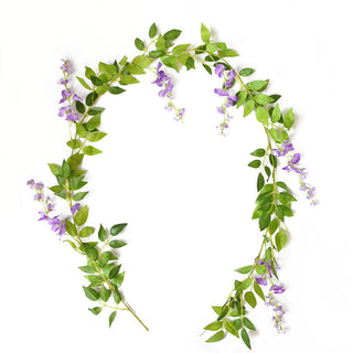 Wisteria Artificial Flower Vine Ivy Leaf Garland Silk Rose Flowers Rattan String Vine Wedding Arch Flower Home Garden Decoration ALODIA STORE