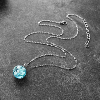 Chic Transparent Resin Rould Ball Moon Pendant Necklace Women Blue Sky White Cloud Chain Necklace Fashion Jewelry Gifts for Girl ALODIA STORE