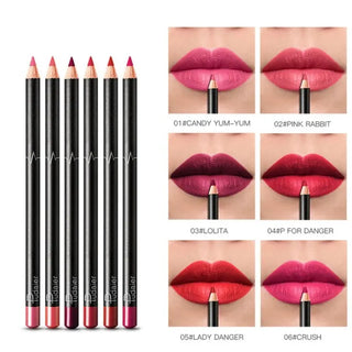 6 12Pcs/Set Waterproof Pencil Lipstick Set Pen Matte Lip Liner Long Lasting Makeup Pens Easy to Wear Non-stick Cup карандаш для ALODIA STORE