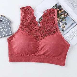 (35-100kg) Sexy Lace Free Wire Underwear Women Push Up Bra with Pad Kpop Fashion Cozy Chest Wrap Undies Lingerie Female Crop Top ALODIA STORE