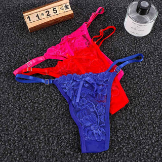 Women Thongs and G Strings Mini Thong Underwear Lace Panties Transparent Lingerie Briefs Women Sexy Adjustable Mujer ALODIA STORE