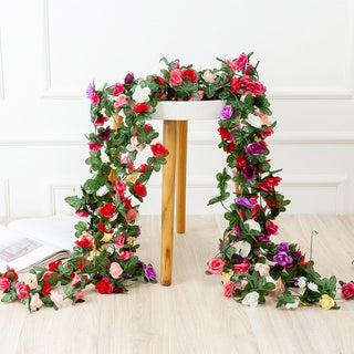 250CM Rose Artificial Flowers Christmas Garland for Wedding Home Room Decoration Spring Autumn Garden Arch DIY Fake Plant Vine ALODIA STORE