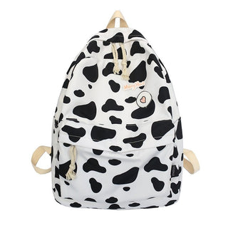 Cute Milk Cow Printing Women's Backpack Canvas Travel Mochila Women School Bag for Teenager Girls Fashion Rucksack Wholesale ALODIA STORE