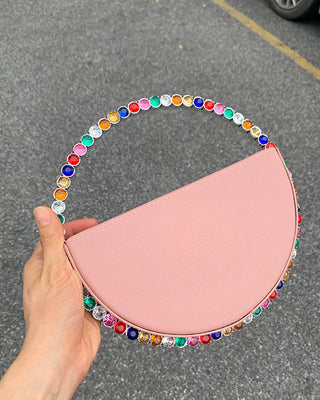 Luxury Colored Diamond Half Moon Women Purses and Handbags Evening Bag Serpentine Designer Party Clutch Bag Chic Wedding Bag ALODIA STORE