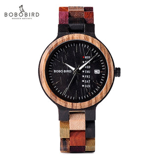 BOBO BIRD Luxury Wood Couple Watches for Men Watch Auto Date Man Watch for Women Handmade Quartz Wristwatch Relogio Masculino ALODIA STORE