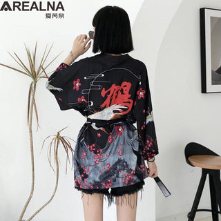 Haori Yukata Men Korean Samurai Japanese Kimono Traditional Clothing Vintage Crane Anime Kimono Beach Girls Cosplay Dress Shirts ALODIA STORE