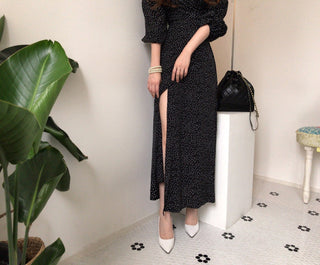 Sundress Elegant Spring Summer Commuter Black V-Neck Women's Dress Korean Clothing Vintage One Piece Bandage Dress Femme Robe ALODIA STORE