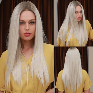 EASIHAIR Bright Blonde Lace Front Wigs Long Straight Natural Hair Wigs for Women Lace Frontal Synthetic Wig Heat Resistant ALODIA STORE