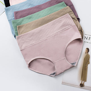 Cotton  Underwear Panties High Waist Briefs Solid Color Breathable Underpants Seamless Soft Lingerie Girls Fashion Briefs ALODIA STORE