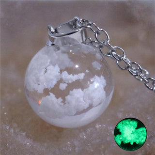 Chic Transparent Resin Rould Ball Moon Pendant Necklace Women Blue Sky White Cloud Chain Necklace Fashion Jewelry Gifts for Girl ALODIA STORE