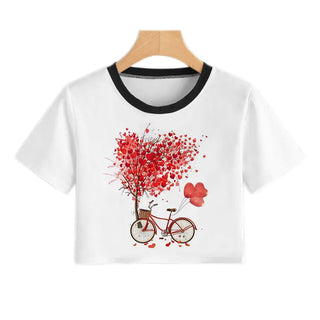 Summer fashion Harajuku Sexy tank Crop Top White T Shirt Clothes Women Cute Korean Style Graphic printed Croptop Short sleeve ALODIA STORE