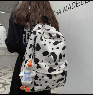 Cute Milk Cow Printing Women's Backpack Canvas Travel Mochila Women School Bag for Teenager Girls Fashion Rucksack Wholesale ALODIA STORE