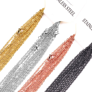 LUXUKISSKIDS Stainless Steel Necklace Chains Woman 10pcs/lot Bulk Wholesale DIY Rolo 2mm Chain No Fade Choker For Jewelry Making ALODIA STORE