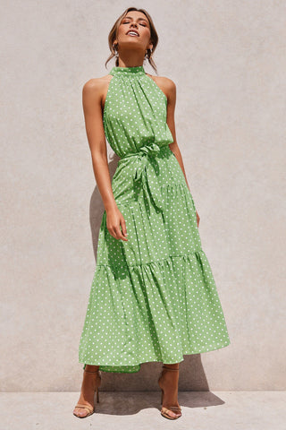 Summer Long Dress Polka Dot Casual Dresses Black Sexy Halter Strapless New 2023 ALODIA STORE
