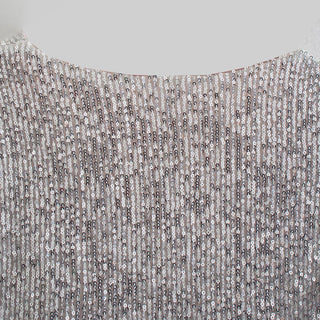 Elegant Women Sequined Tops 2021 Spring Fashion Ladies Vintage Silver Top Party Female Sexy V-Neck Tops Femme Girls Chic Clothes ALODIA STORE