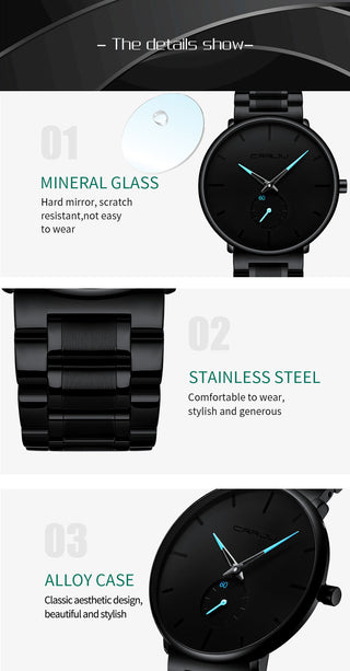CRRJU Mens Watches Stainless Steel Men's Wrist Watch Casual Luxury Waterproof Sport Watch for Men Quartz Watch Relogio Masculino ALODIA STORE