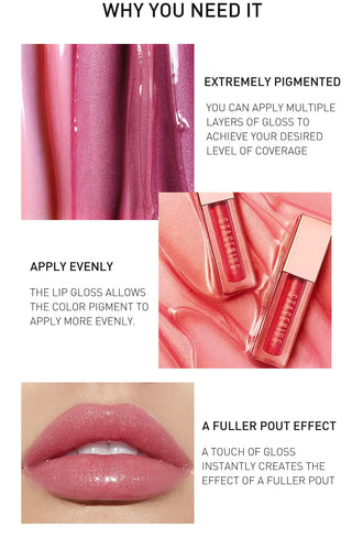 STAGENIUS Lipgloss Waterproof Long-lasting 8 Shades Mirro Glass Non Stick Shimmer Glitter Gloss Lip Tint Makeup ALODIA STORE