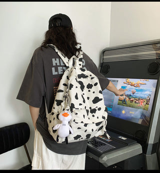 Cute Milk Cow Printing Women's Backpack Canvas Travel Mochila Women School Bag for Teenager Girls Fashion Rucksack Wholesale ALODIA STORE