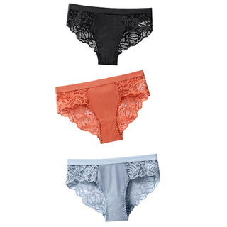 3 Pcs Cotton Panties Sexy Panty Briefs Lace Panties Women Underwear Lingerie Panties for Female Ladies Floral Pantys Underpants ALODIA STORE