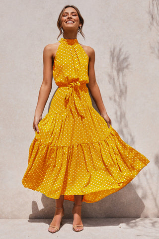 Summer Long Dress Polka Dot Casual Dresses Black Sexy Halter Strapless New 2023 ALODIA STORE
