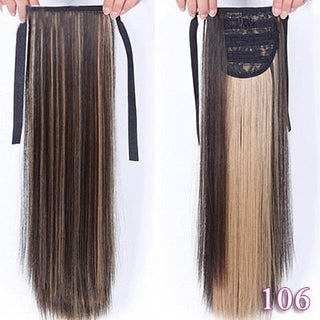 Allaosify Long Straight Clip In Hair Fake Hair Ponytail Hairpiece With Hairpins Synthetic Hair Pony Tail Brown Hair Extensions ALODIA STORE